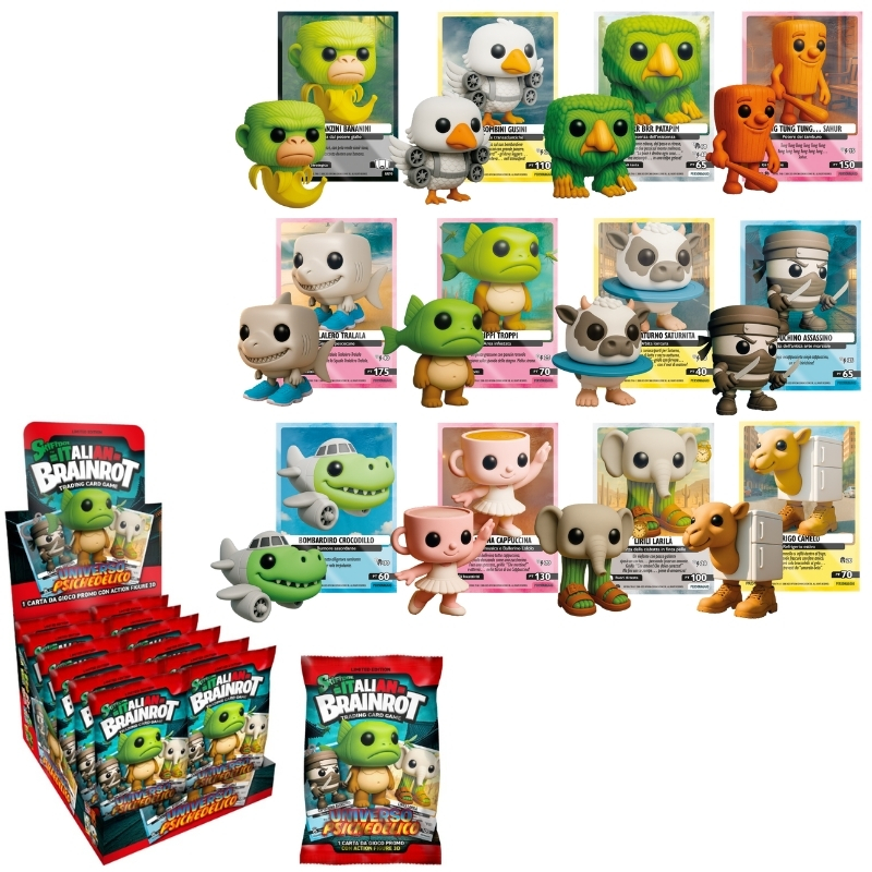 Picture of CARTE DA GIOCO BRAINROT BUSTINA + PORTACHIAVI 3D - Serie Alpha Universo Psichedelico