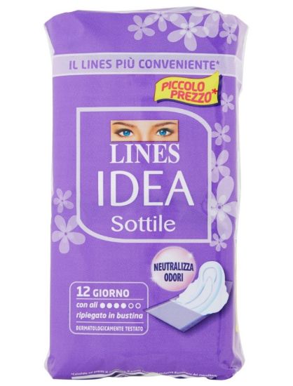Immagine di ASSORBENTI LINES IDEA 12pz SOTTILE ALI RIPIEGATE