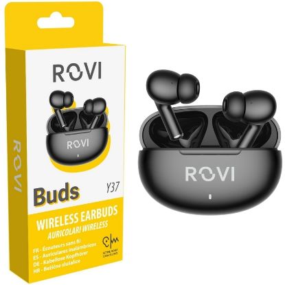 Immagine di AURICOLARI CUFFIE WIRELESS BUDS Y37 1pz NERO BLISTER - ROVI