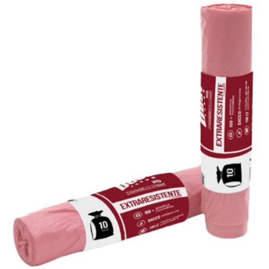 Picture of SACCHETTI IMMONDIZIA 70x110cm 130gr 10pz ROSA CON LEGACCIO
