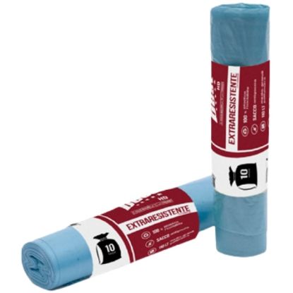 Picture of SACCHETTI IMMONDIZIA 70x110cm 130gr 10pz AZZURRI CON LEGACCIO
