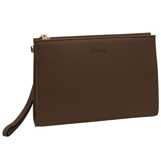 Immagine di BORSELLO POCHETTE ETRES 1pz BROWN-GOLD con tracolla - SINTETICO