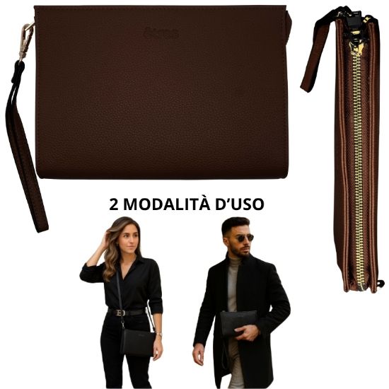 Immagine di BORSELLO POCHETTE ETRES 1pz BROWN-GOLD con tracolla - SINTETICO