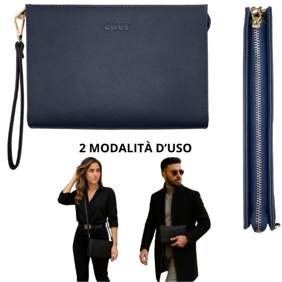 Picture of BORSELLO POCHETTE ETRES 1pz BLUE-GOLD con tracolla - SINTETICO
