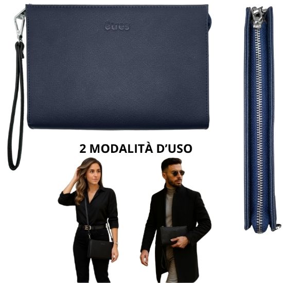 Picture of BORSELLO POCHETTE ETRES 1pz BLUE-SILVER con tracolla - SINTETICO