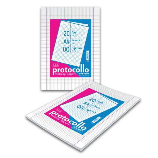 Immagine di FOGLI PROTOCOLLO 21x29cm A4 20 FOGLI 1pz 5mm CON MARGINE