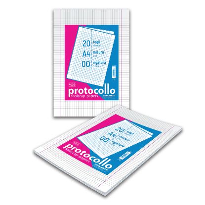 Picture of FOGLI PROTOCOLLO 21x29cm A4 20 FOGLI 1pz 5mm CON MARGINE