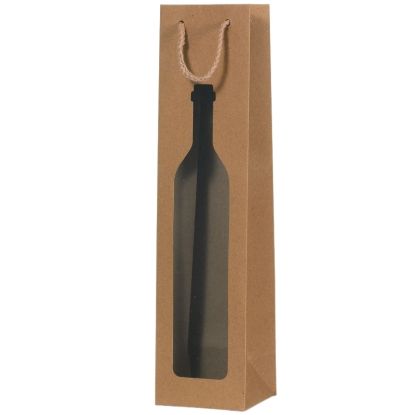 Immagine di SACCHETTI SHOPPER BOTTIGLIA 9x37 + 8,5cm 12pz  NATURALE