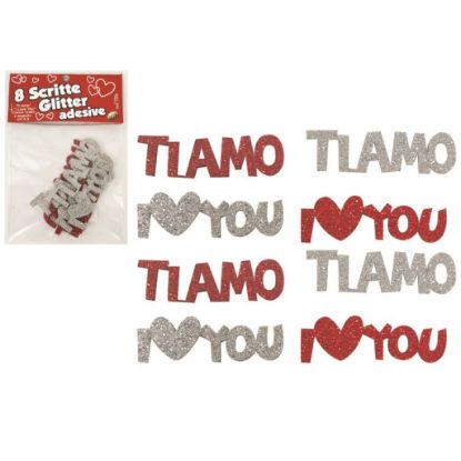 Immagine di CONFEZIONE 8 SCRITTE GLITTER ADESIVE 5,5CM