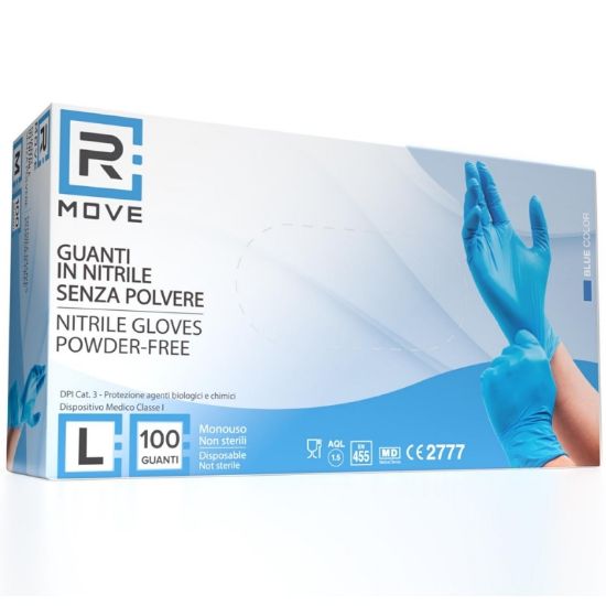 Picture of GUANTI NITRILE BLU Tg.L LARGE 100pz - senza polvere