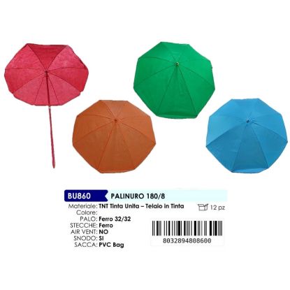 Immagine di OMBRELLONE PALINURO 180/8 TNT PALO 32/32 12pz CON SNODO