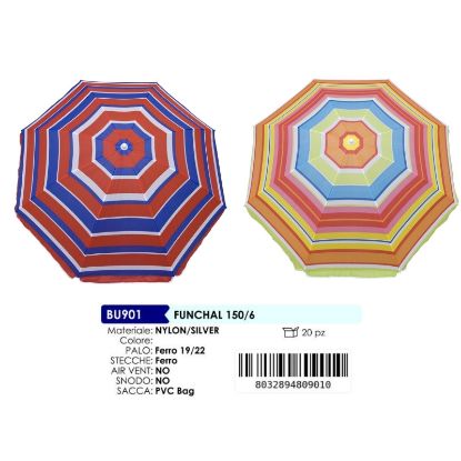 Immagine di OMBRELLONE FUNCHAL 150/6 NYLON PALO 19/22 20pz TUBO 19/22mm