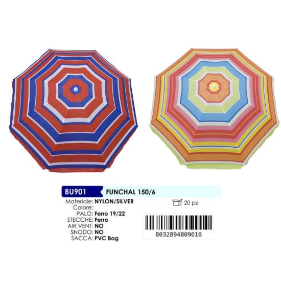 Picture of OMBRELLONE FUNCHAL 150/6 NYLON PALO 19/22 20pz TUBO 19/22mm