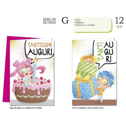 Immagine di BIGLIETTI CROMO COMPLEANNO TEEN 12pz