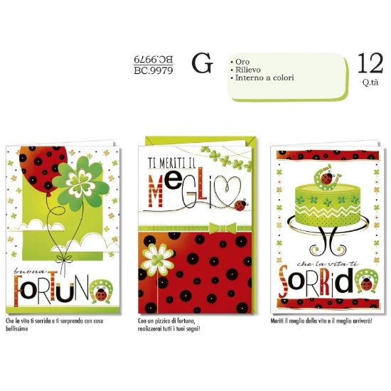 Immagine di BIGLIETTI CROMO COMPLEANNO FORTUNA 12pz