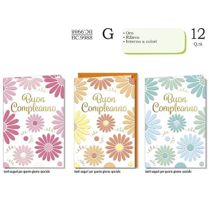 Immagine di BIGLIETTI CROMO COMPLEANNO FEMMINILE 12pz