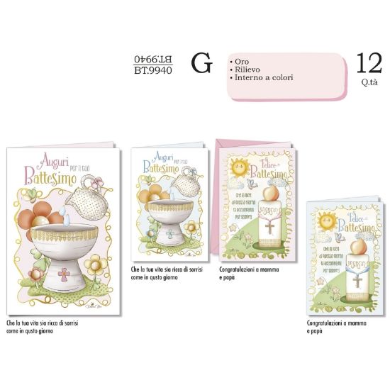 Immagine di BIGLIETTI CROMO BATTESIMO 12pz