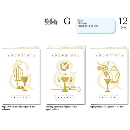 Immagine di BIGLIETTI CROMO COMUNIONE E CRESIMA 12pz