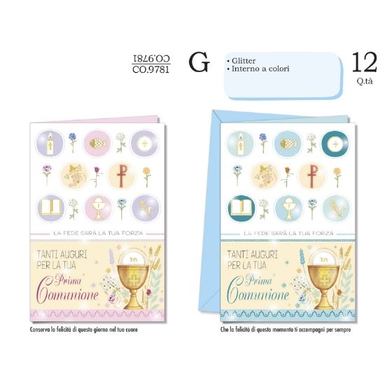 Immagine di BIGLIETTI CROMO COMUNIONE 12pz