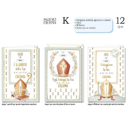 Immagine di BIGLIETTI CROMO CRESIMA CON ROTELLA 12pz