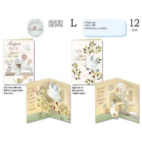 Immagine di BIGLIETTI CROMO CRESIMA POP UP 12pz