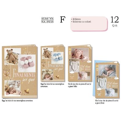 Immagine di BIGLIETTI CROMO NASCITA 4 SOGGETTI 12pz