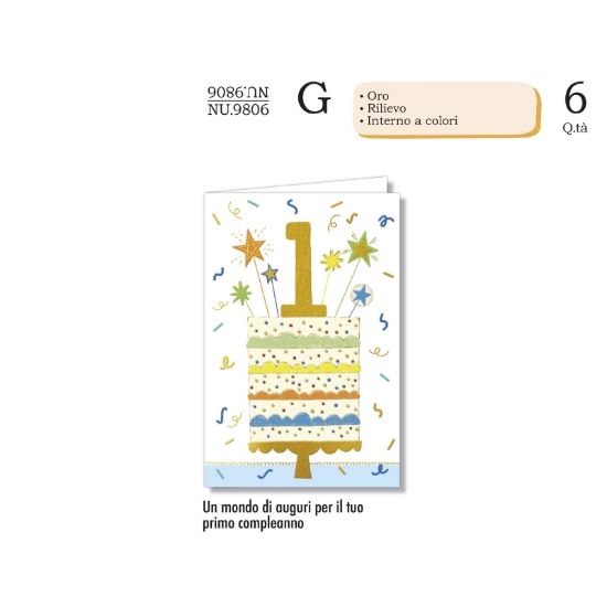 Immagine di BIGLIETTI CROMO NUMERI BAMBINI 1 LUI 6pz