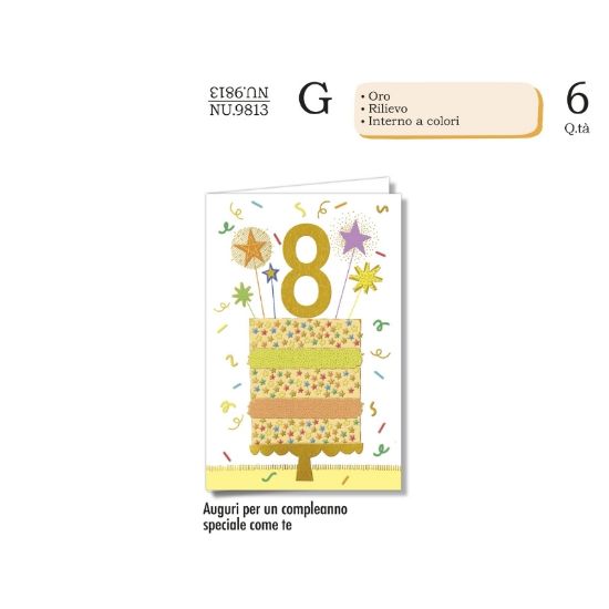 Immagine di BIGLIETTI CROMO NUMERI BAMBINI 8 6pz