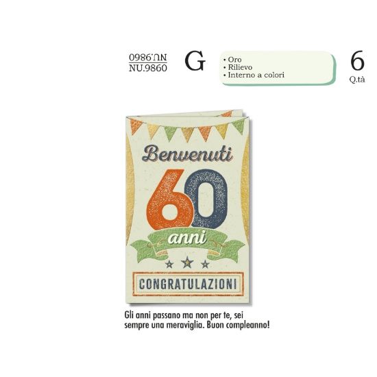 Immagine di BIGLIETTI CROMO NUMERI 60 6pz