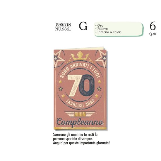 Immagine di BIGLIETTI CROMO NUMERI 70 6pz