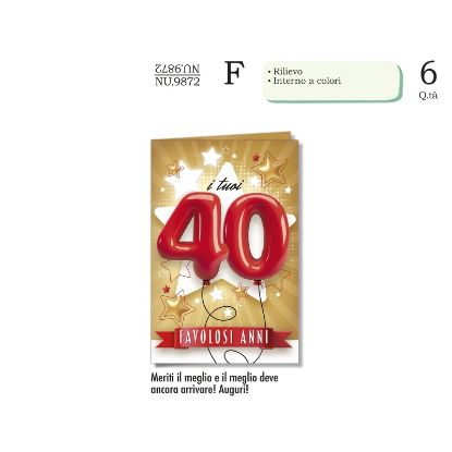 Immagine di BIGLIETTI CROMO NUMERI 40 6pz