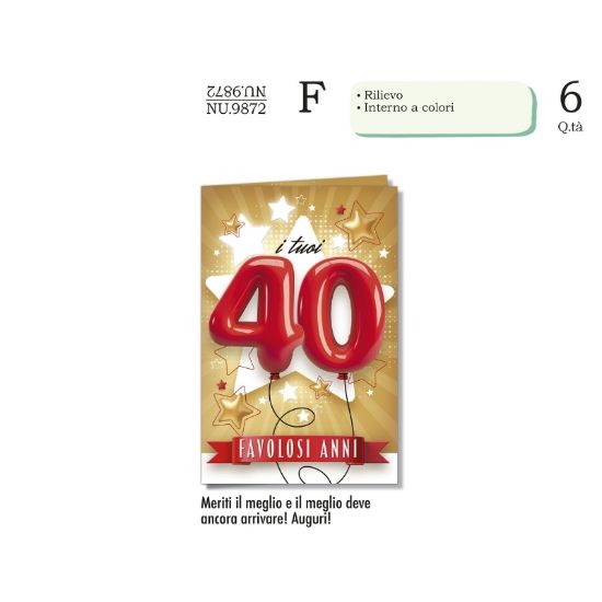 Picture of BIGLIETTI CROMO NUMERI 40 6pz