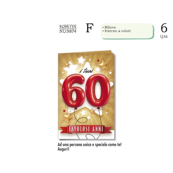 Immagine di BIGLIETTI CROMO NUMERI 60 6pz