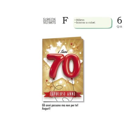 Immagine di BIGLIETTI CROMO NUMERI 70 6pz