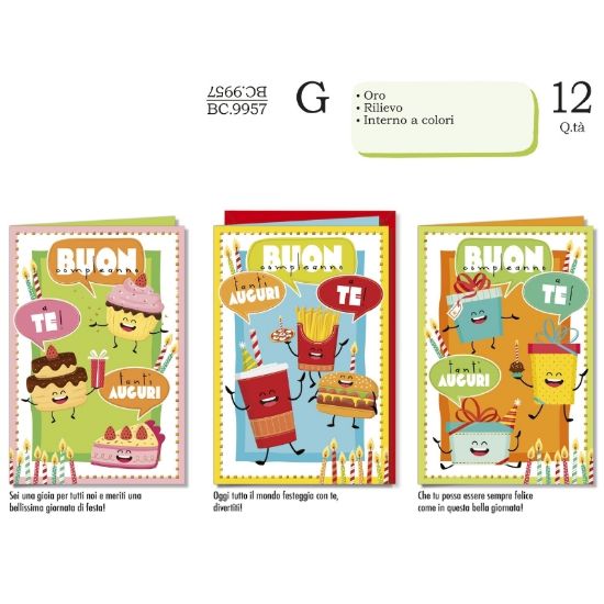 Immagine di BIGLIETTI CROMO COMPLEANNO BAMBINI 12pz