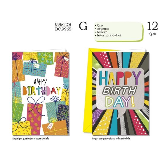 Immagine di BIGLIETTI CROMO COMPLEANNO GENERICO 12pz