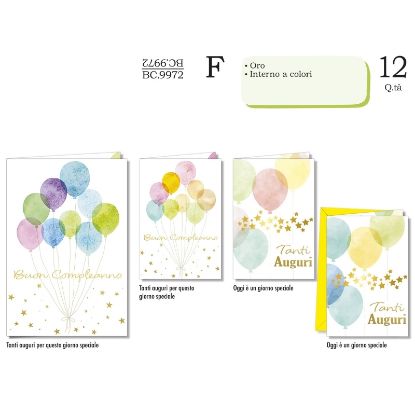 Immagine di BIGLIETTI CROMO COMPLEANNO GENERICO 12pz