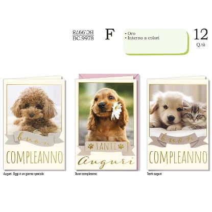 Picture of BIGLIETTI CROMO COMPLEANNO CUCCIOLI 12pz