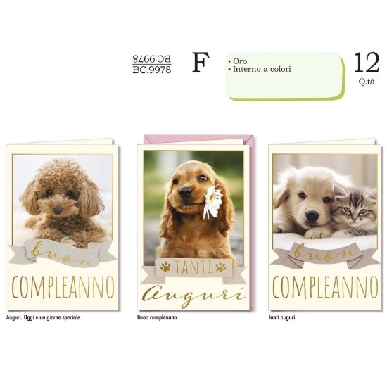 Picture of BIGLIETTI CROMO COMPLEANNO CUCCIOLI 12pz