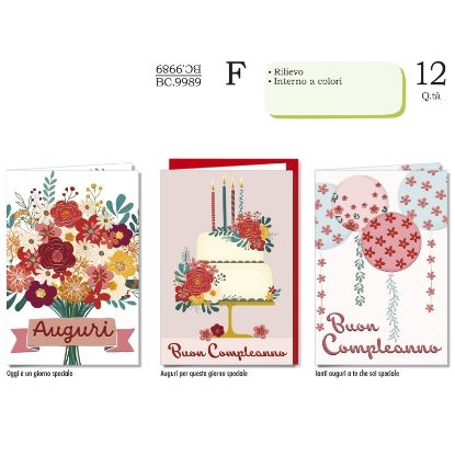 Immagine di BIGLIETTI CROMO COMPLEANNO FEMMINILE 12pz