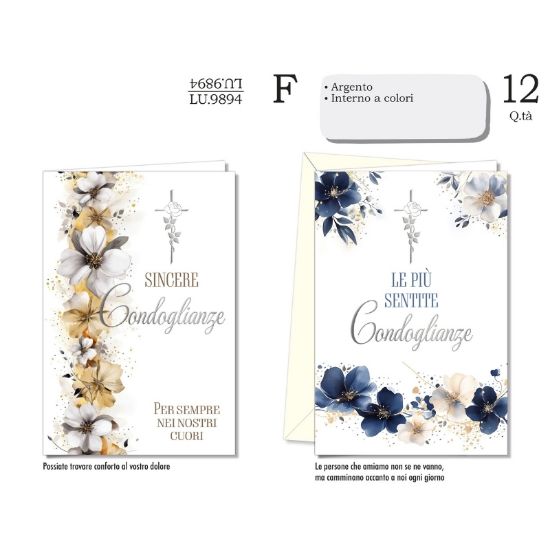 Immagine di BIGLIETTI CROMO LUTTO 12pz