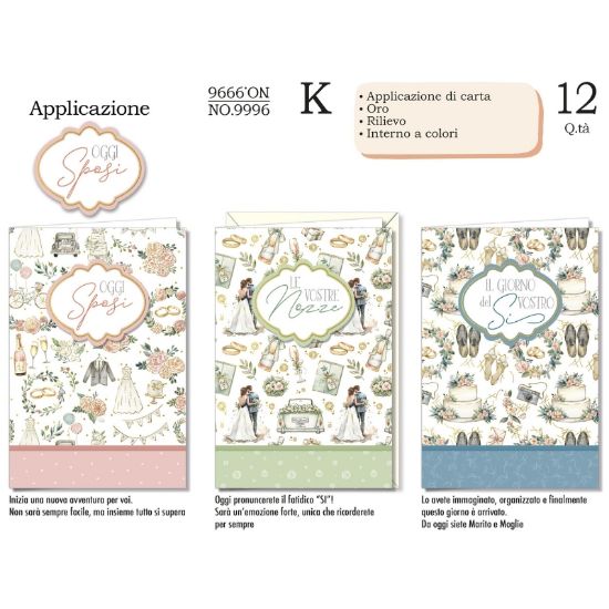 Immagine di BIGLIETTI CROMO NOZZE 12pz