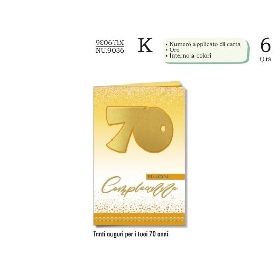 Immagine di BIGLIETTI CROMO NUMERI APPLICAZIONE PALLONCINO 70 6pz