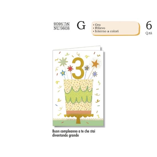 Immagine di BIGLIETTI CROMO NUMERI BAMBINI 3 6pz