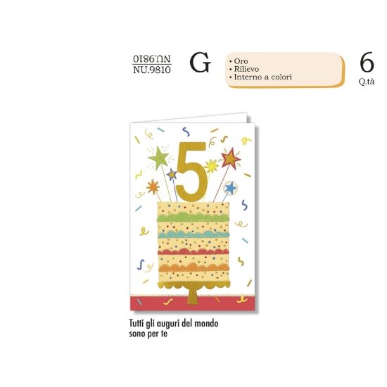 Immagine di BIGLIETTI CROMO NUMERI BAMBINI 5 6pz