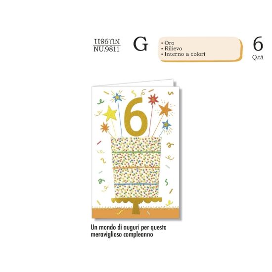 Immagine di BIGLIETTI CROMO NUMERI BAMBINI 6 6pz