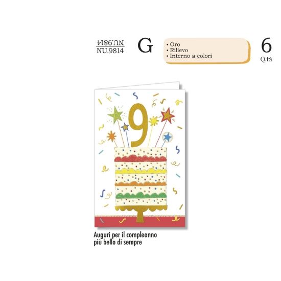 Immagine di BIGLIETTI CROMO NUMERI BAMBINI 9 6pz