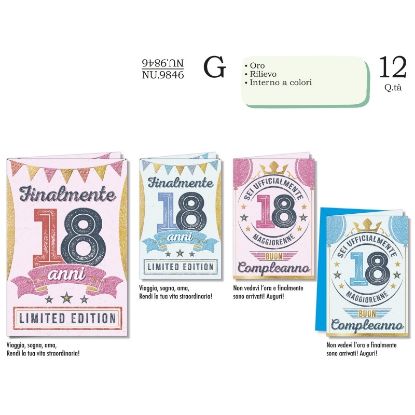 Immagine di BIGLIETTI CROMO 18 ANNI 12pz
