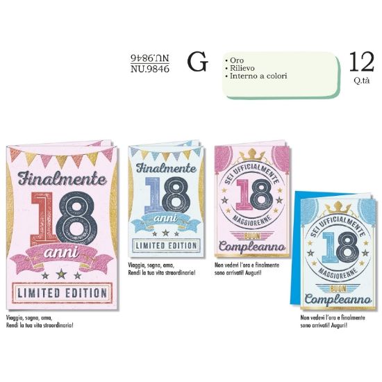 Immagine di BIGLIETTI CROMO 18 ANNI 12pz