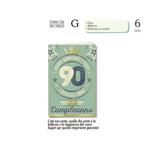 Immagine di BIGLIETTI CROMO NUMERI 90 6pz